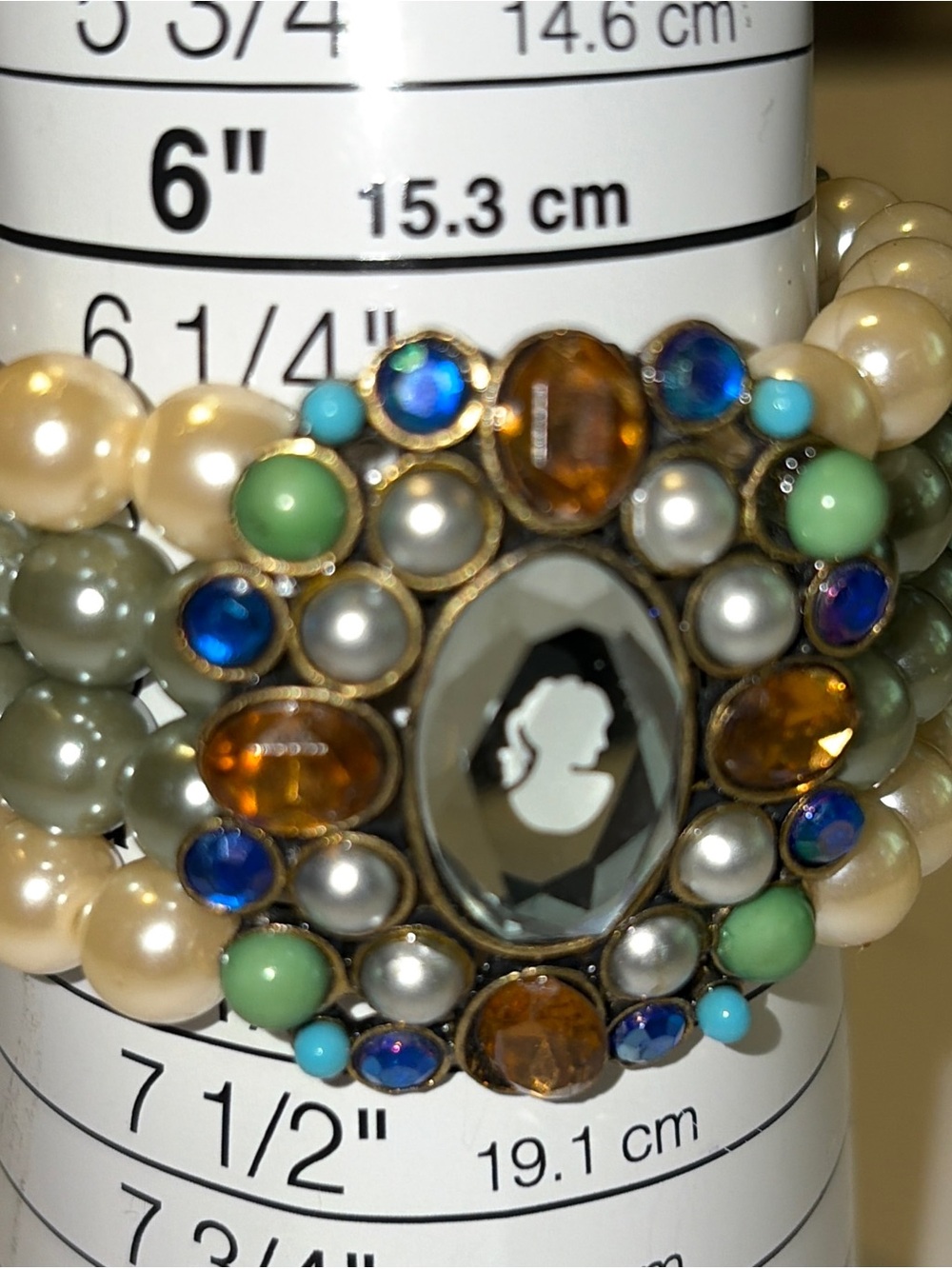 Vintage-Inspired Multi-Color Cameo Statement Bracelet